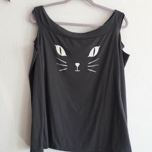 Meiniqi Cold Shoulder Ripped Kitty Top